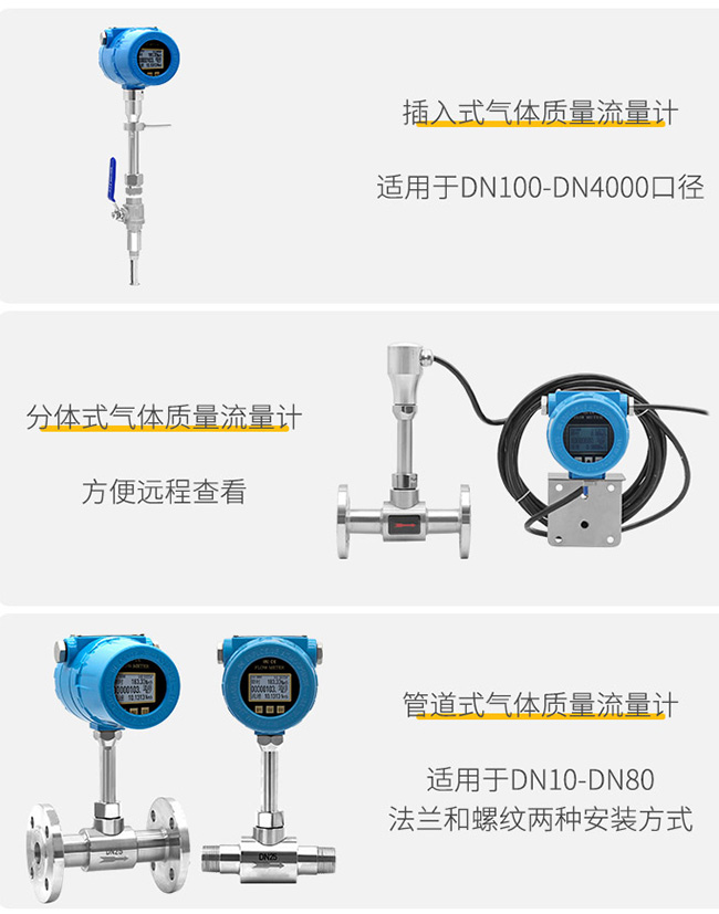 DN20熱式氣體質(zhì)量流量計安裝方式分類圖